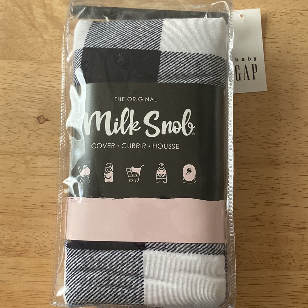 NEW Milk Snob Car Seat Cover Breastfeeding Stroller Navy Gingham Nursing